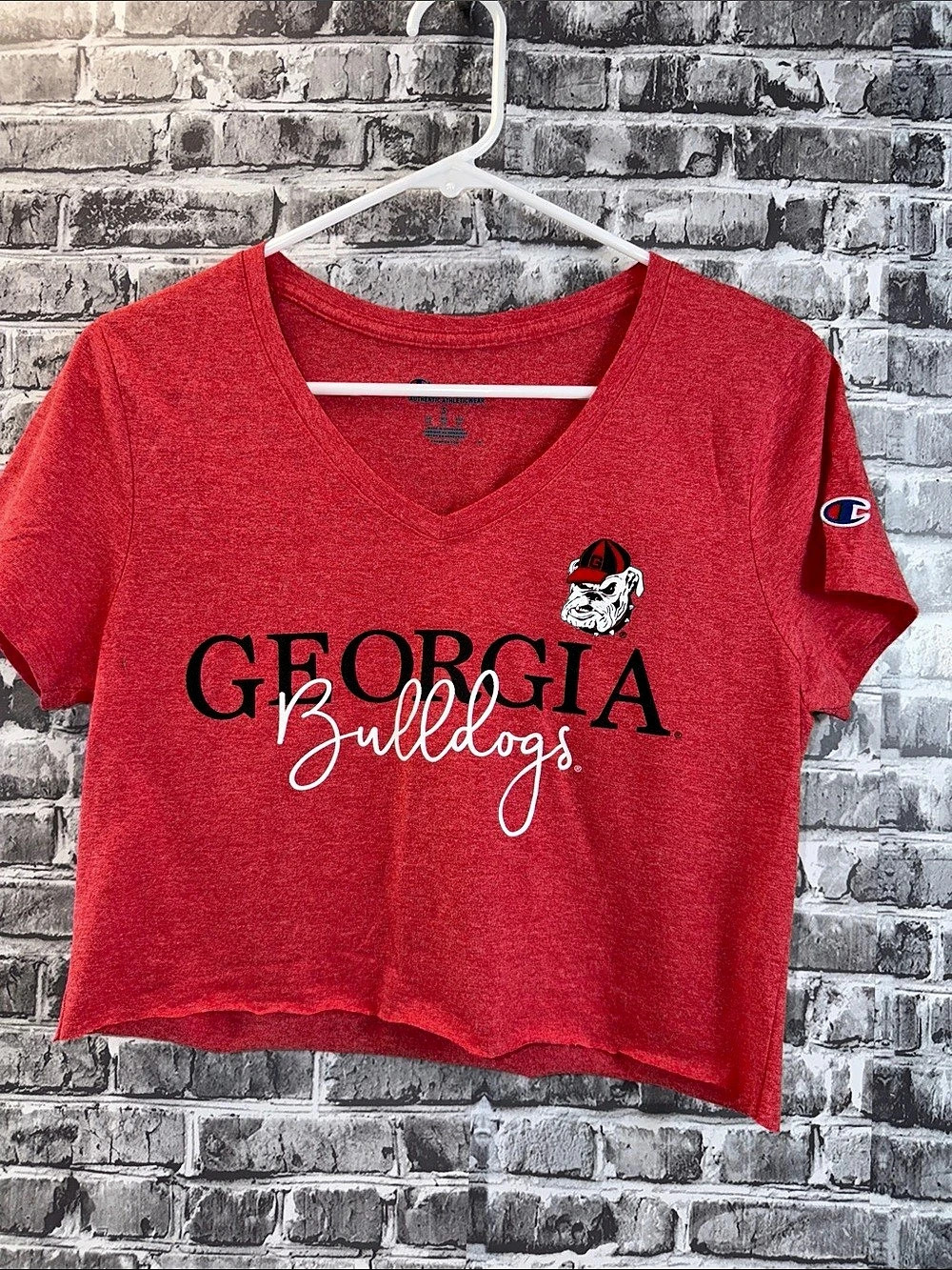 Champion Georgia Bulldogs Red Crop Tee Size Small